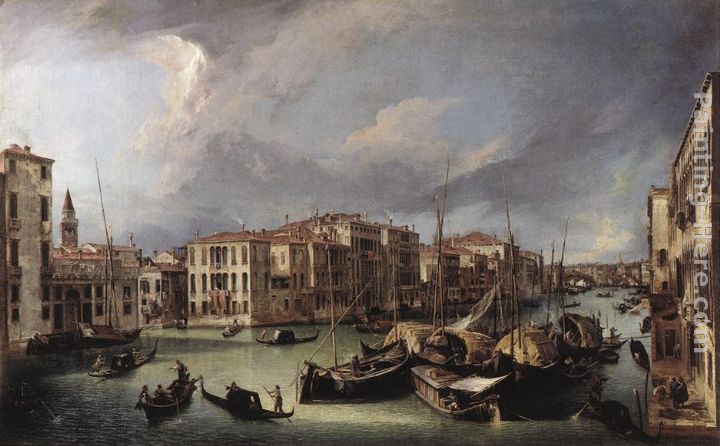 The Grand Canal with the Rialto Bridge in the Background painting - Canaletto The Grand Canal with the Rialto Bridge in the Background art painting
